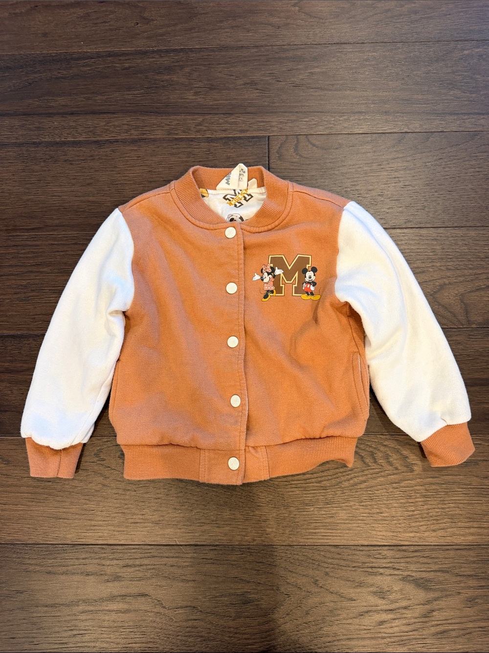 Disney Kids Orange and White Mickey Varsity Jacket Size 3T - C3-Z